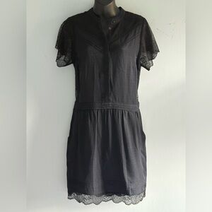 Zadig & Voltaire Black Mini Dress with Lace Sleeves